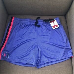 NWT Under Armour girls workout shorts hot pink black purple blue & white stripe